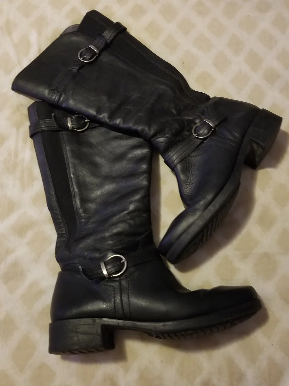 Andrea 10 Sleek Black Over-the-Knee Leather Riding Boots With Side Zipper